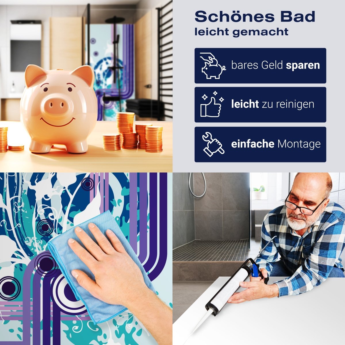 Duschwand Marie Floral Blüten M0064 entdecken - Bild 7 Duschwand Marie Floral Blüten M0064 entdecken - Bild 7