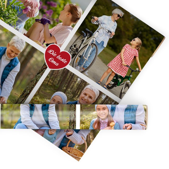 Geschenkpapier personalisiert Geschenkpapier Collage Beste Oma 4 Fotos M0067 - Bild 1 Geschenkpapier personalisiert Geschenkpapier Collage Beste Oma 4 Fotos M0067 - Bild 1