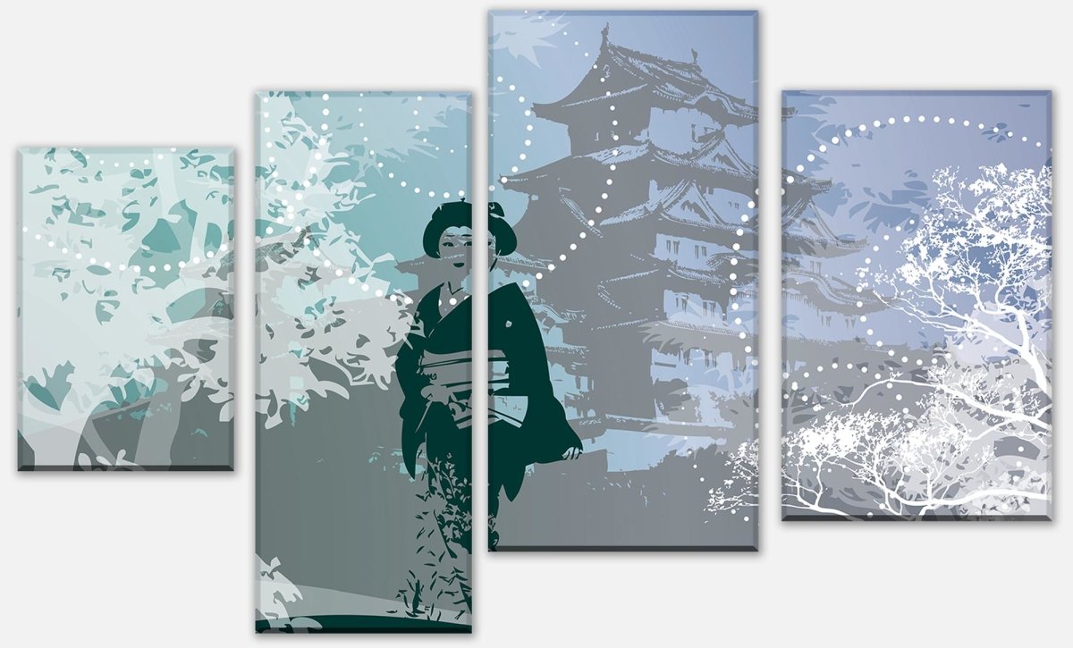 Leinwandbild Mehrteiler Old Floral Asia M0069 Leinwandbild Mehrteiler Old Floral Asia M0069