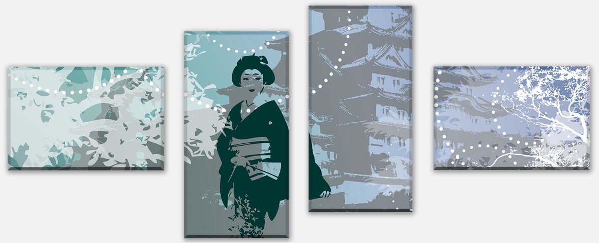 Leinwandbild Mehrteiler Old Floral Asia M0069 Leinwandbild Mehrteiler Old Floral Asia M0069