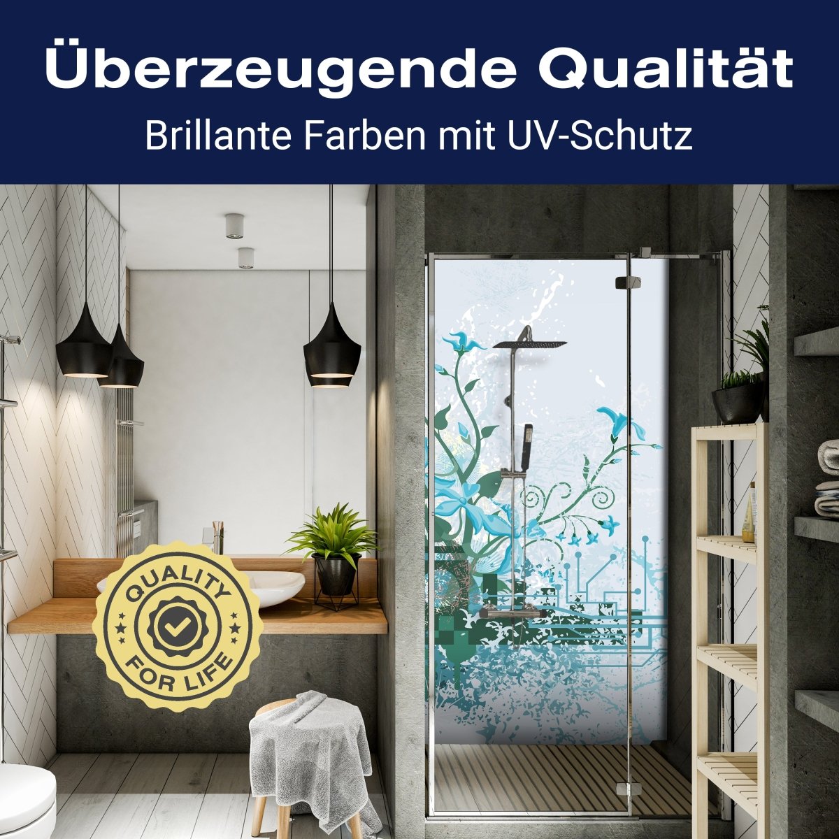 Duschwand Luisa Blüten M0078 entdecken - Bild 2 Duschwand Luisa Blüten M0078 entdecken - Bild 2