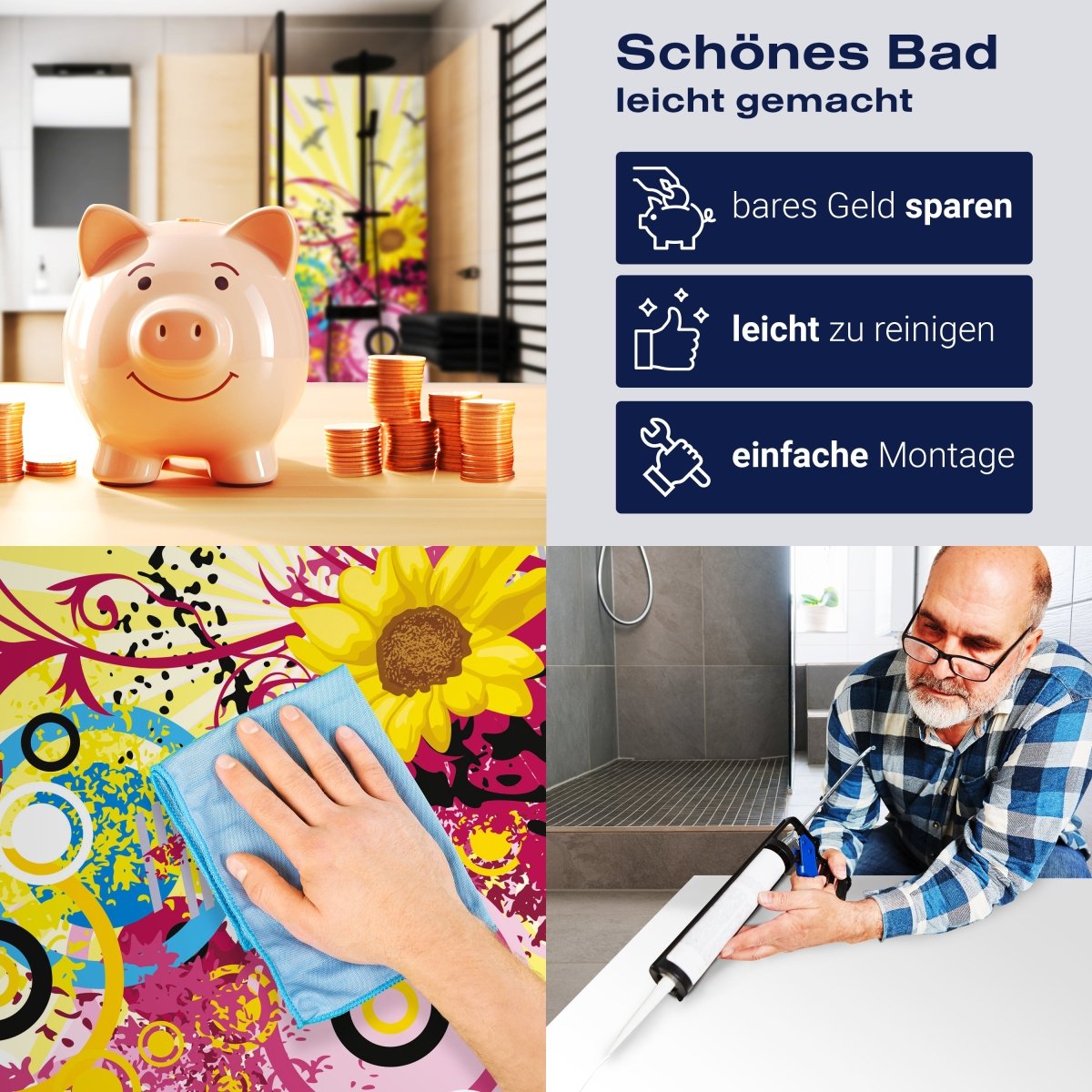 Duschwand Nadine Blüten M0083 entdecken - Bild 7 Duschwand Nadine Blüten M0083 entdecken - Bild 7