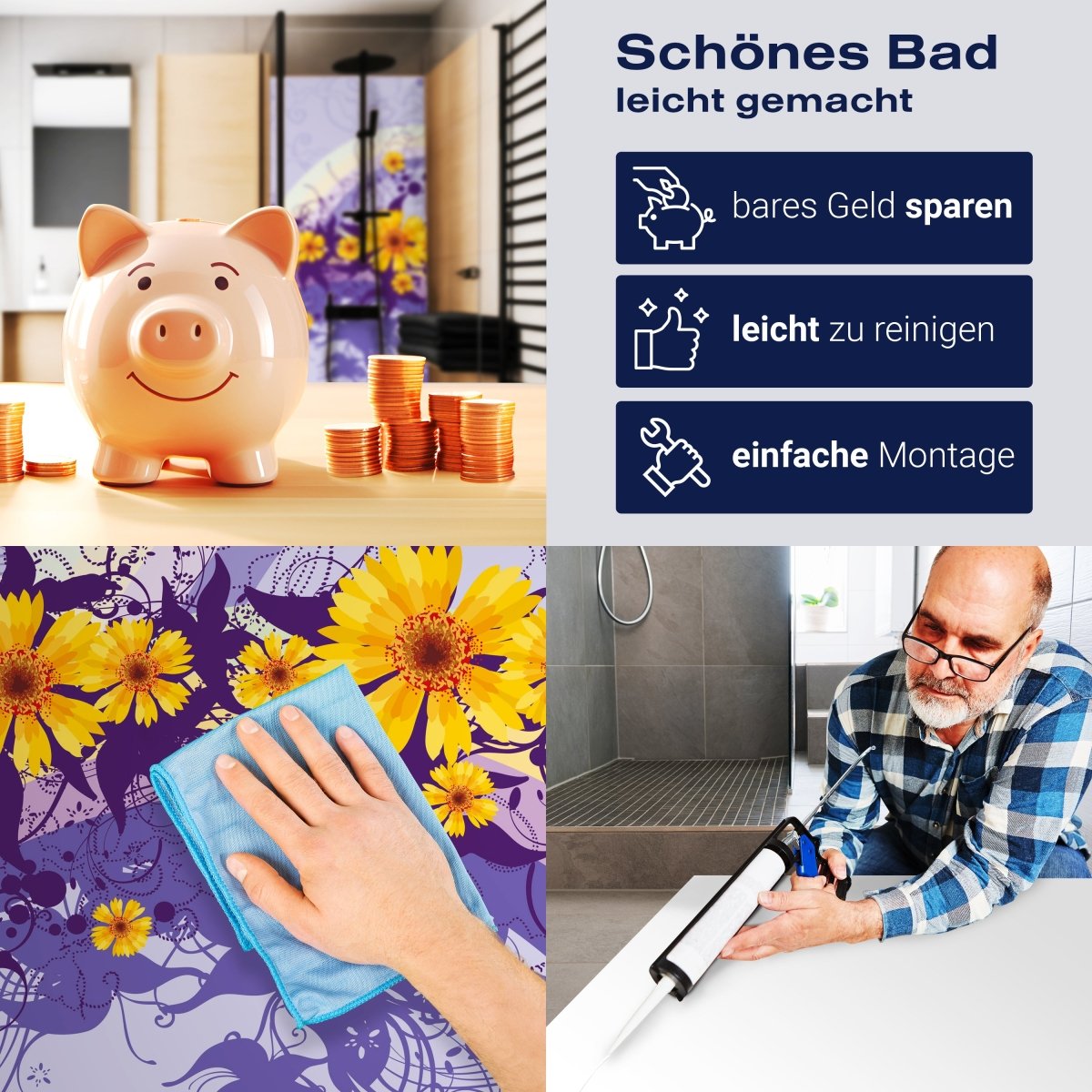 Duschwand Franziska Blüten M0087 entdecken - Bild 7 Duschwand Franziska Blüten M0087 entdecken - Bild 7