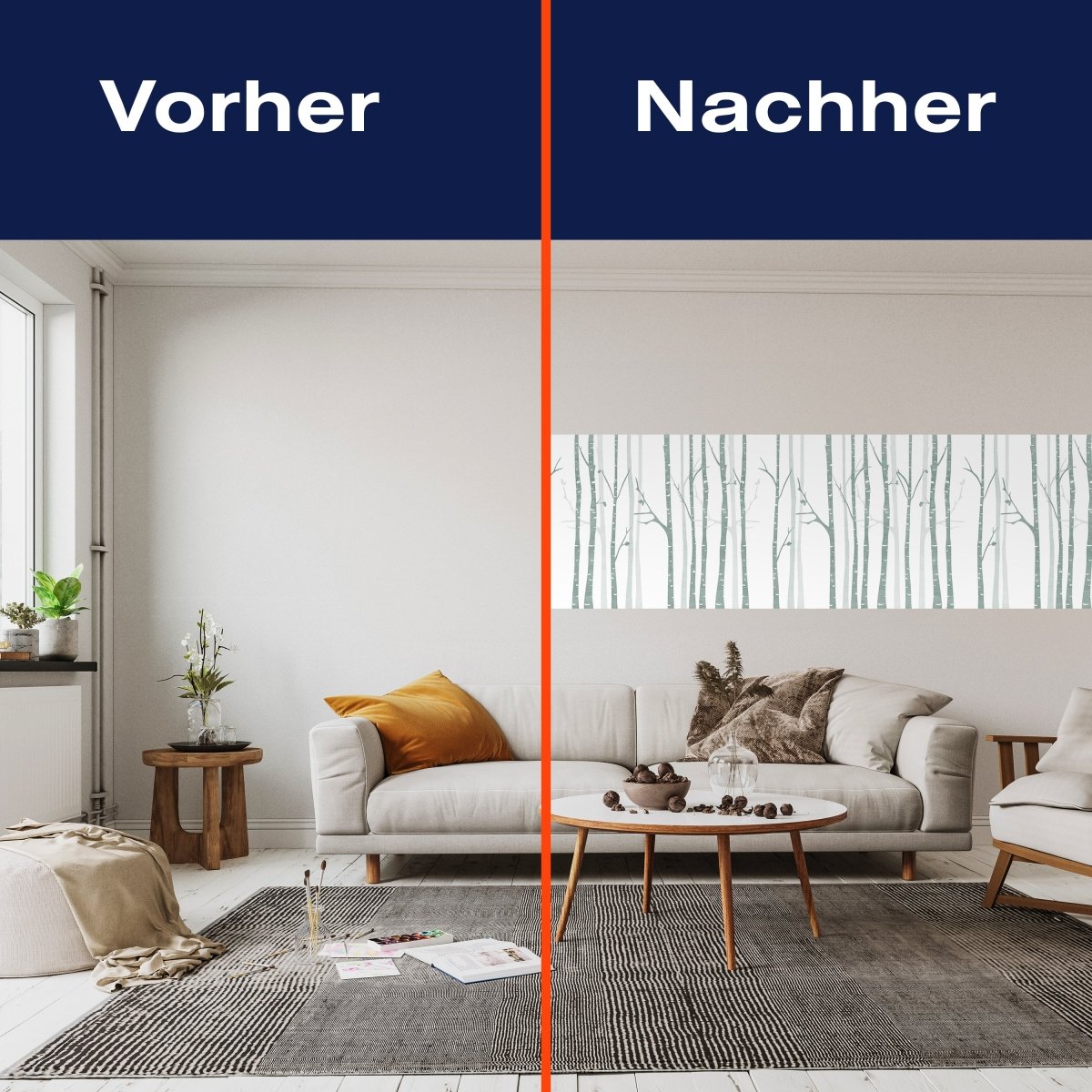 Panorama-Fototapete minimalistische Bäume, Birken M0089 - Bild 3 Panorama-Fototapete minimalistische Bäume, Birken M0089 - Bild 3