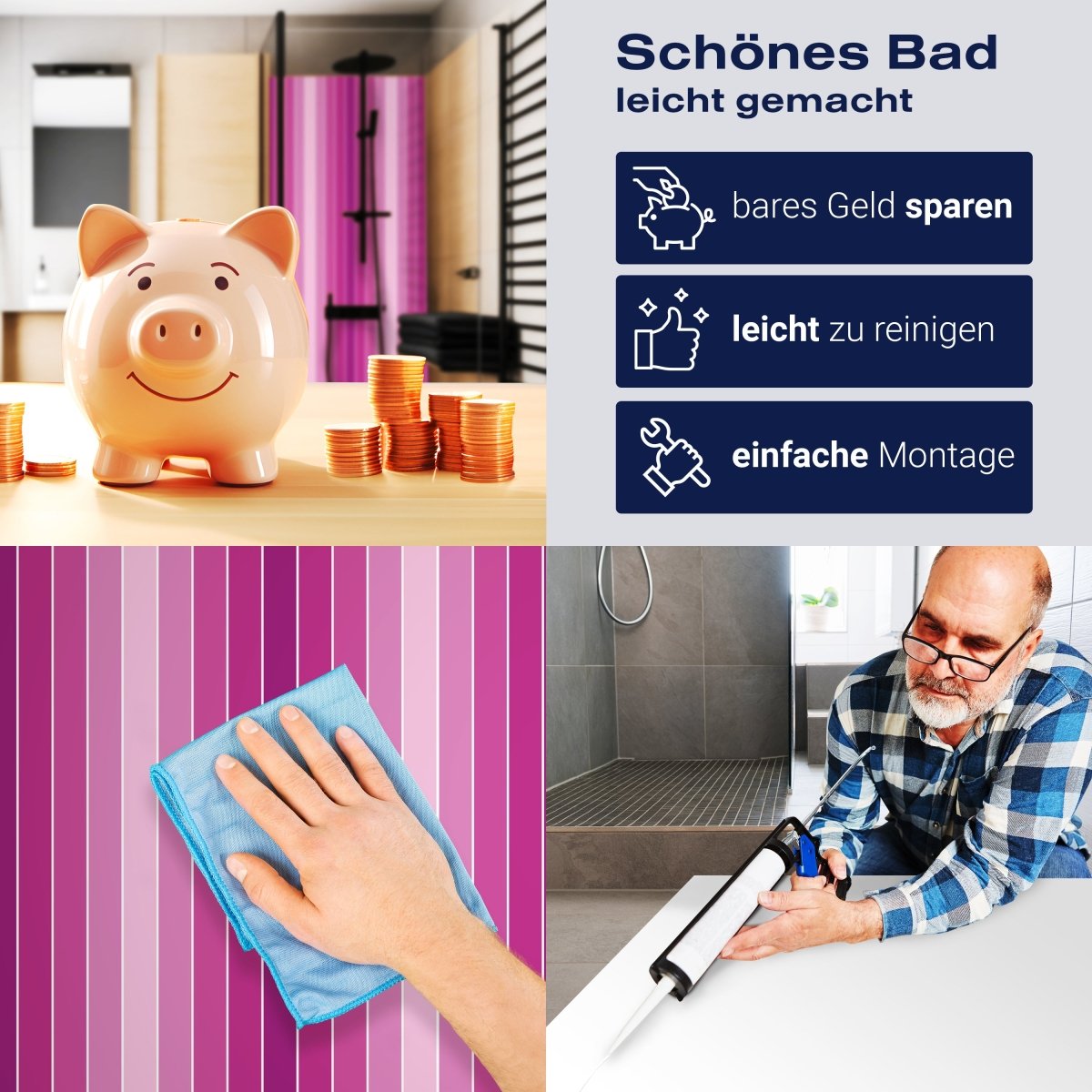 Duschwand Pink Muster M0096 entdecken - Bild 7 Duschwand Pink Muster M0096 entdecken - Bild 7