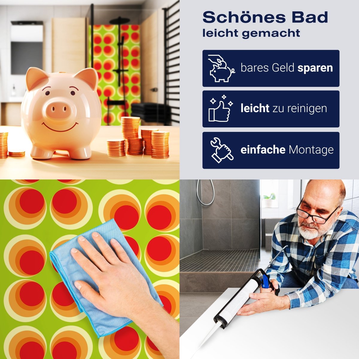 Duschwand Retrokreise Orange Muster M0098 entdecken - Bild 7 Duschwand Retrokreise Orange Muster M0098 entdecken - Bild 7