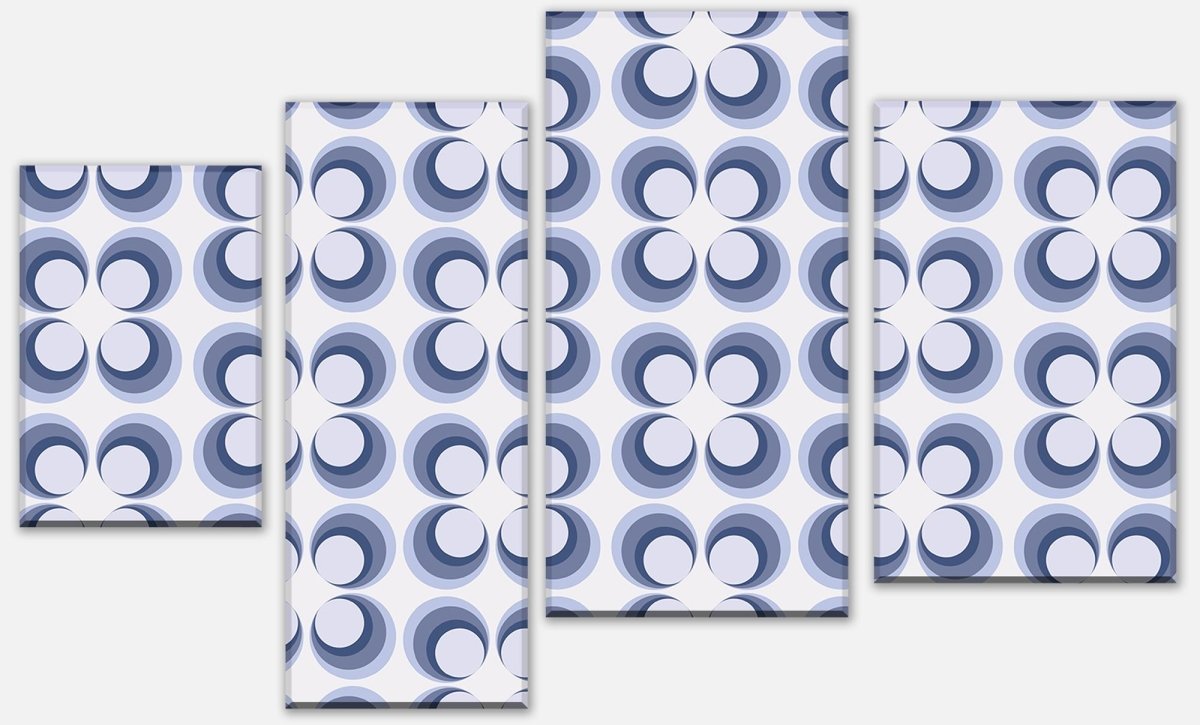 Leinwandbild Mehrteiler Retrokreise Blau Muster M0099 Leinwandbild Mehrteiler Retrokreise Blau Muster M0099