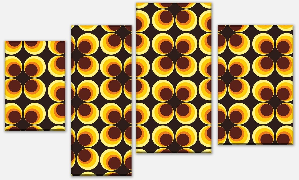 Leinwandbild Mehrteiler Retrokreise Braun Muster M0100 Leinwandbild Mehrteiler Retrokreise Braun Muster M0100