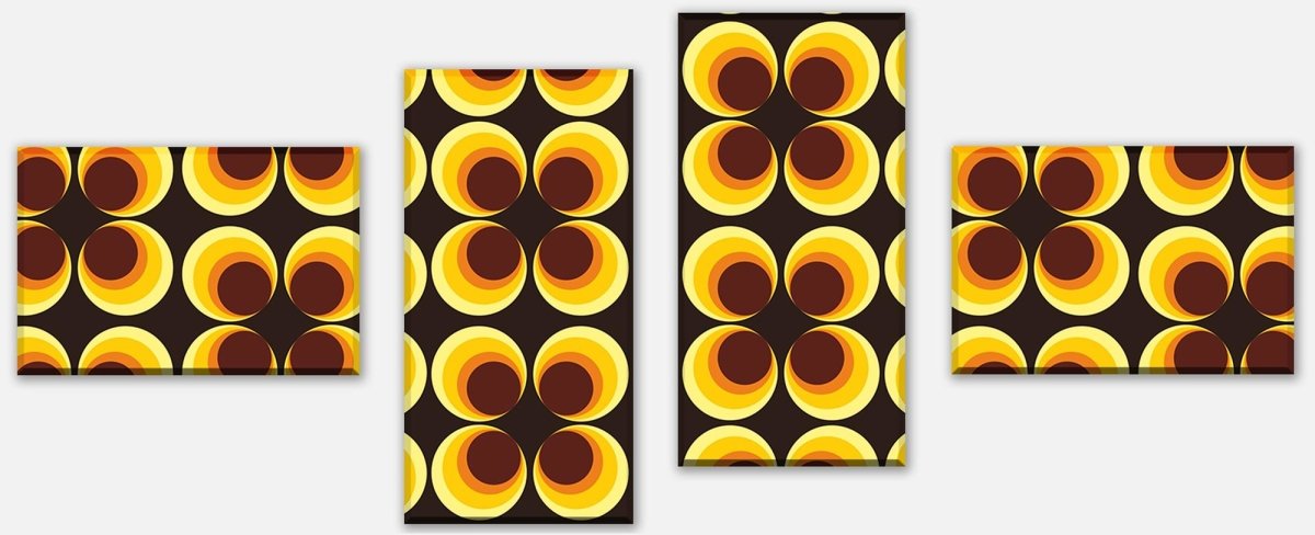 Leinwandbild Mehrteiler Retrokreise Braun Muster M0100 Leinwandbild Mehrteiler Retrokreise Braun Muster M0100