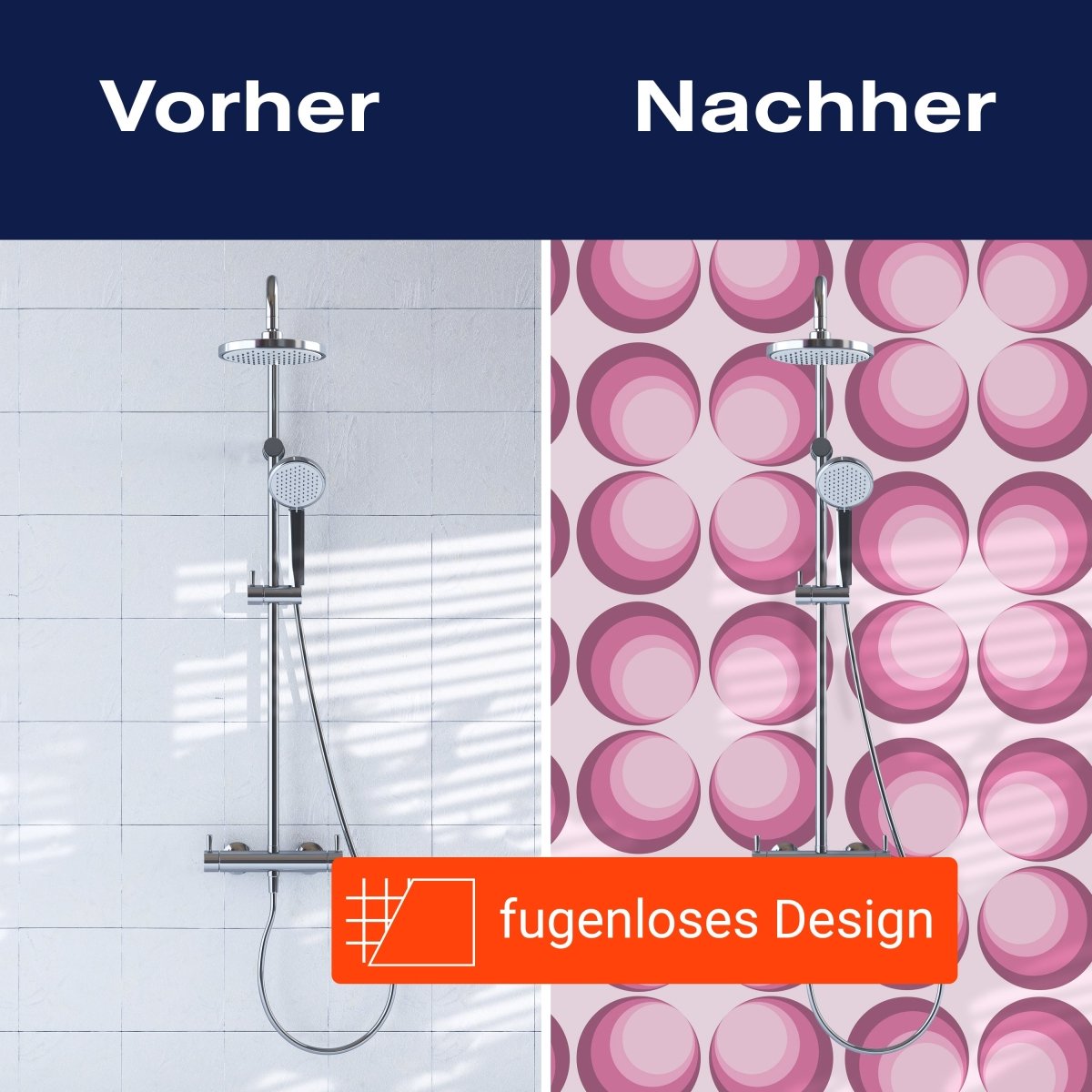 Duschwand Retrokreise Rosa Muster M0101 entdecken - Bild 9 Duschwand Retrokreise Rosa Muster M0101 entdecken - Bild 9