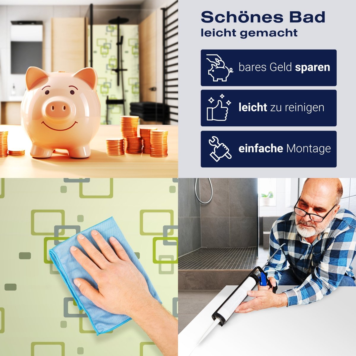 Duschwand Retrokästchen Grün Muster M0102 entdecken - Bild 7 Duschwand Retrokästchen Grün Muster M0102 entdecken - Bild 7