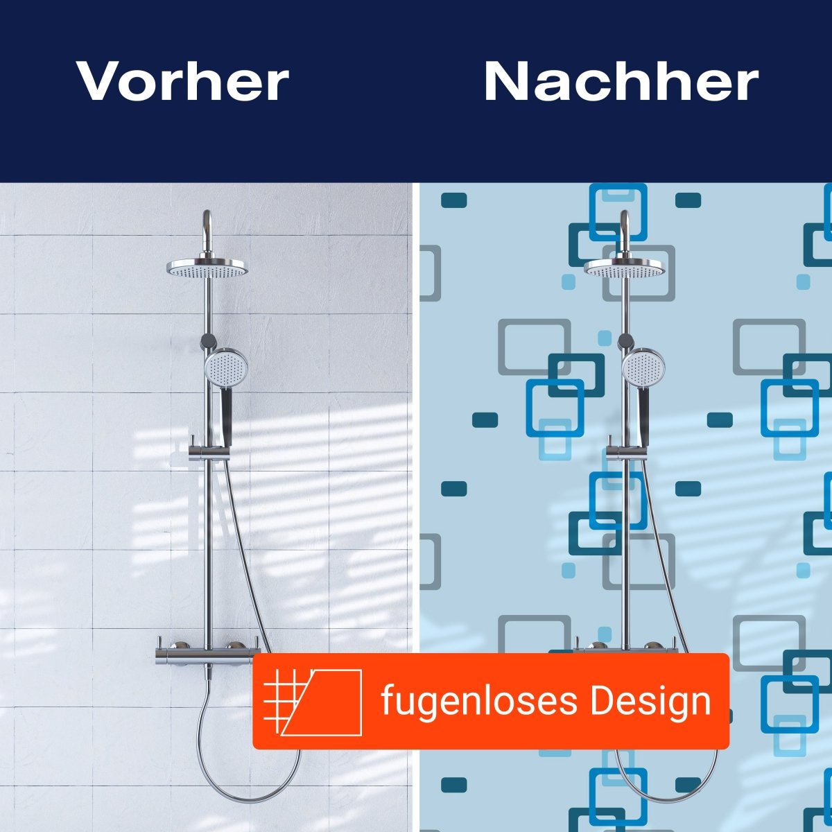 Duschwand Retrokästchen hellblau Muster M0103 entdecken - Bild 9 Duschwand Retrokästchen hellblau Muster M0103 entdecken - Bild 9
