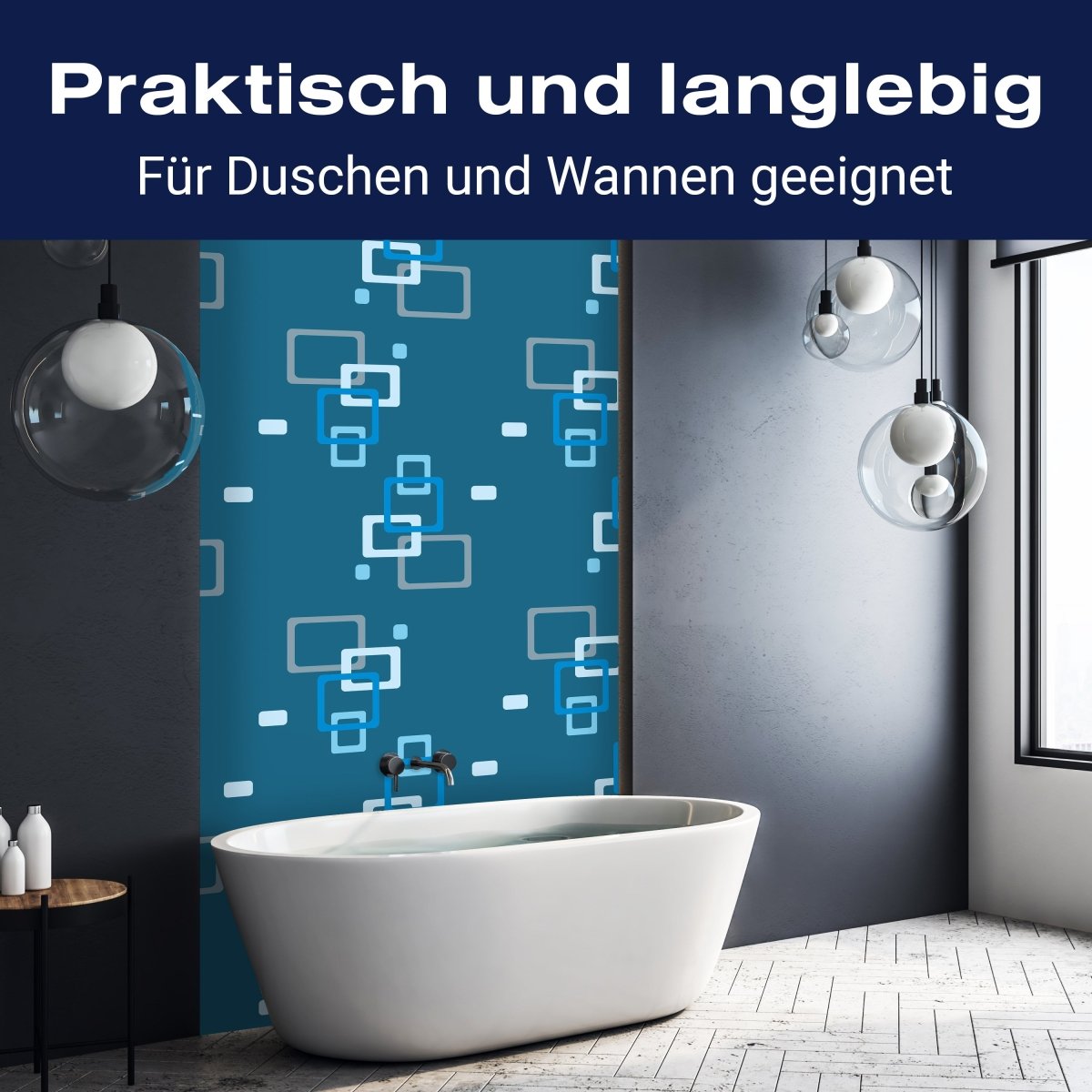 Duschwand Retrokästchen dunkelblau Muster M0104 entdecken - Bild 3 Duschwand Retrokästchen dunkelblau Muster M0104 entdecken - Bild 3