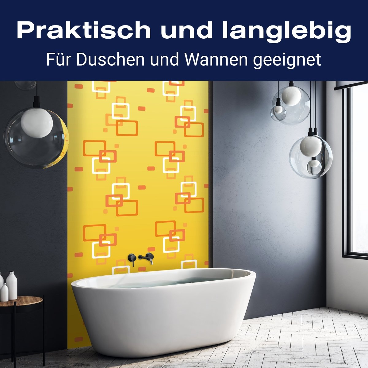 Duschwand Retrokästchen Gelb Muster M0106 entdecken - Bild 3 Duschwand Retrokästchen Gelb Muster M0106 entdecken - Bild 3