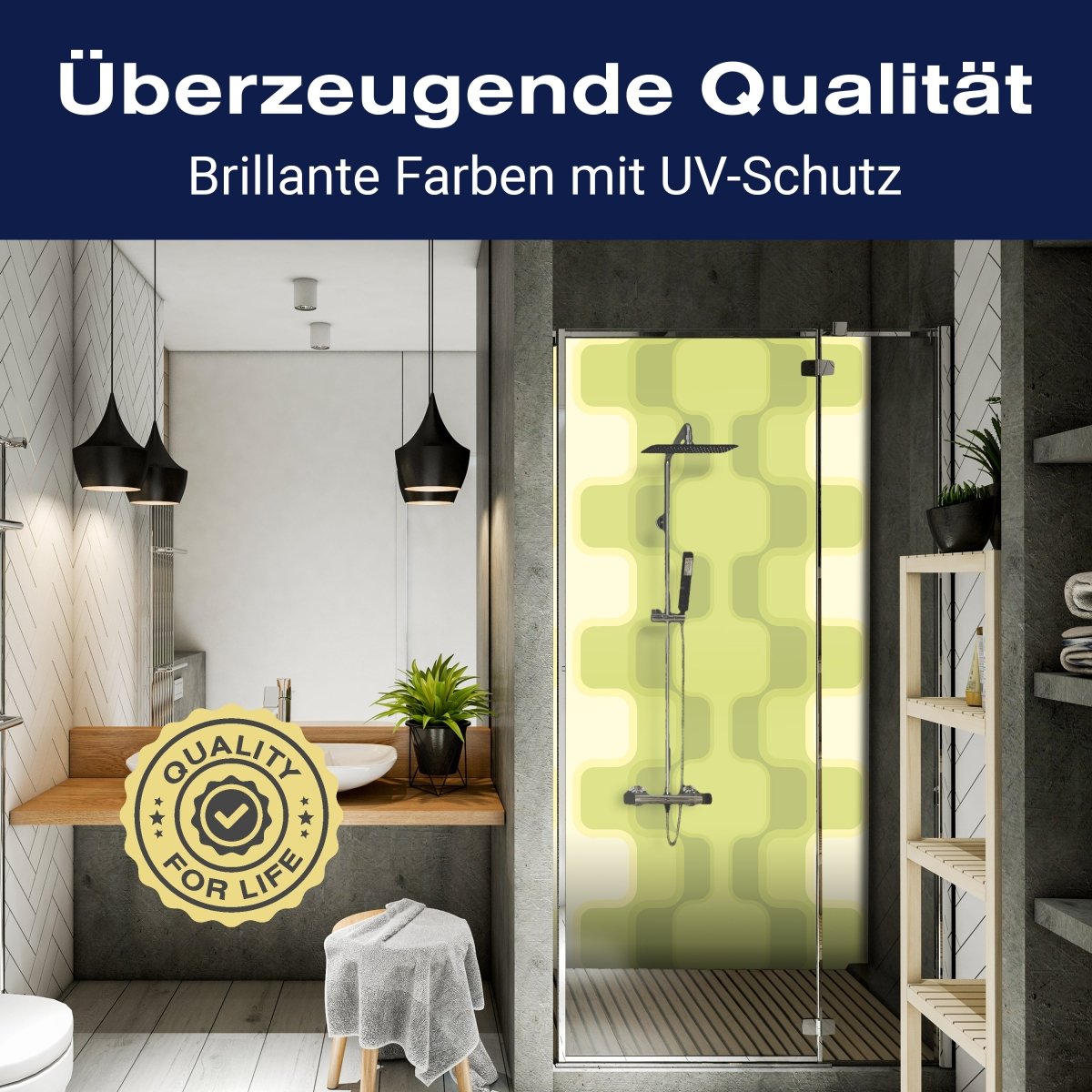 Duschwand Retromuster Grün Muster M0108 entdecken - Bild 2 Duschwand Retromuster Grün Muster M0108 entdecken - Bild 2