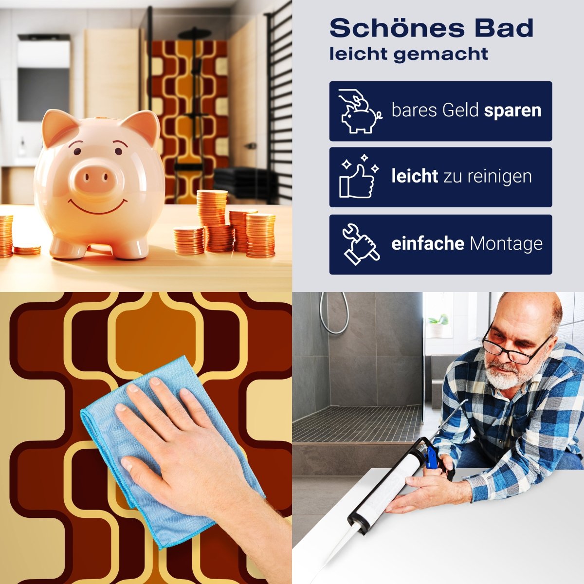 Duschwand Retromuster Braun Muster M0110 entdecken - Bild 7 Duschwand Retromuster Braun Muster M0110 entdecken - Bild 7