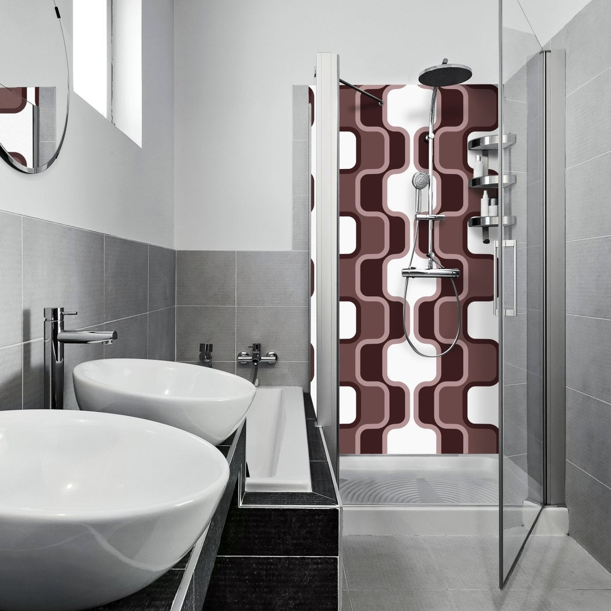 Duschwand Retromuster Coffee Muster M0113 entdecken - Bild 1 Duschwand Retromuster Coffee Muster M0113 entdecken - Bild 1