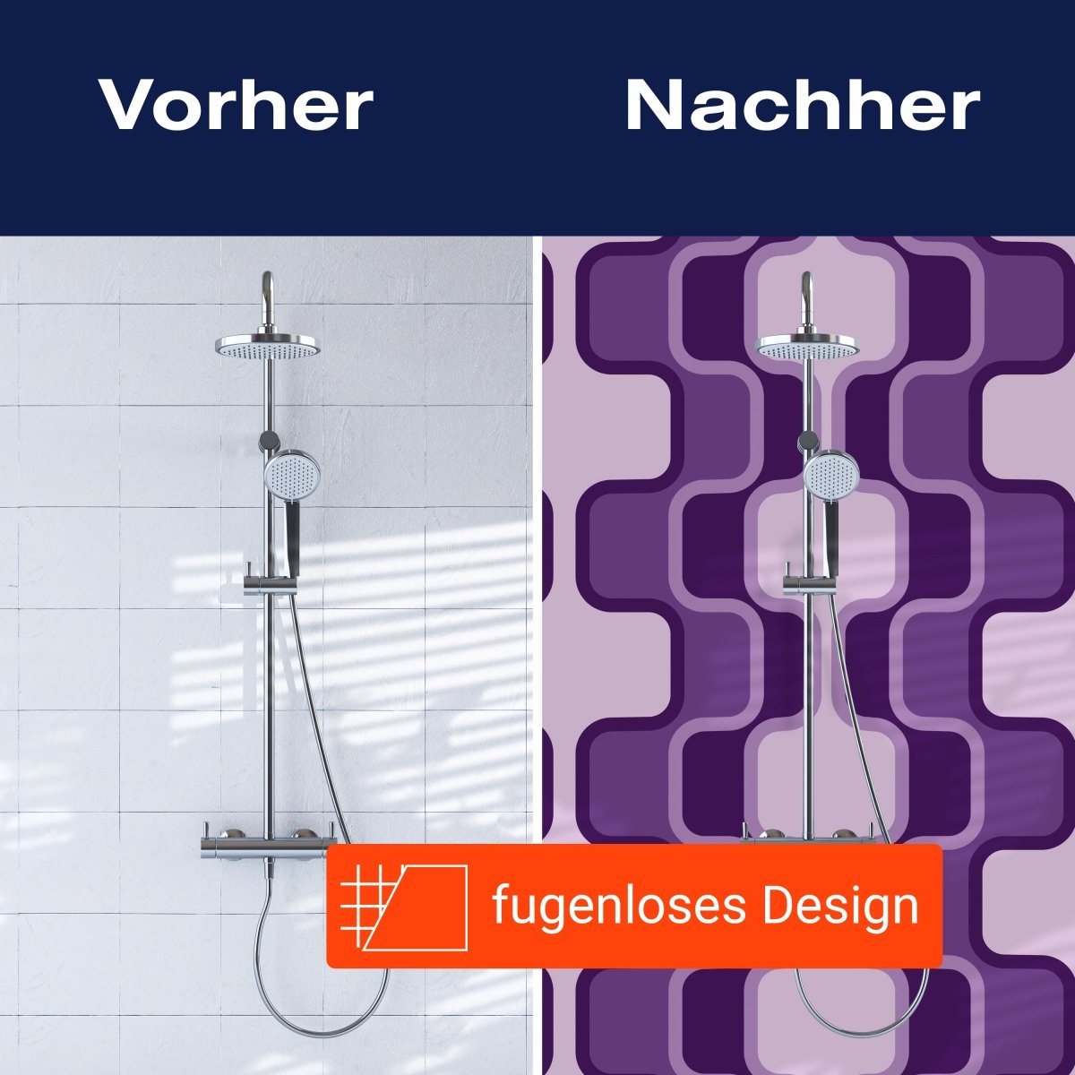 Duschwand Retromuster Violett Muster M0115 entdecken - Bild 9 Duschwand Retromuster Violett Muster M0115 entdecken - Bild 9