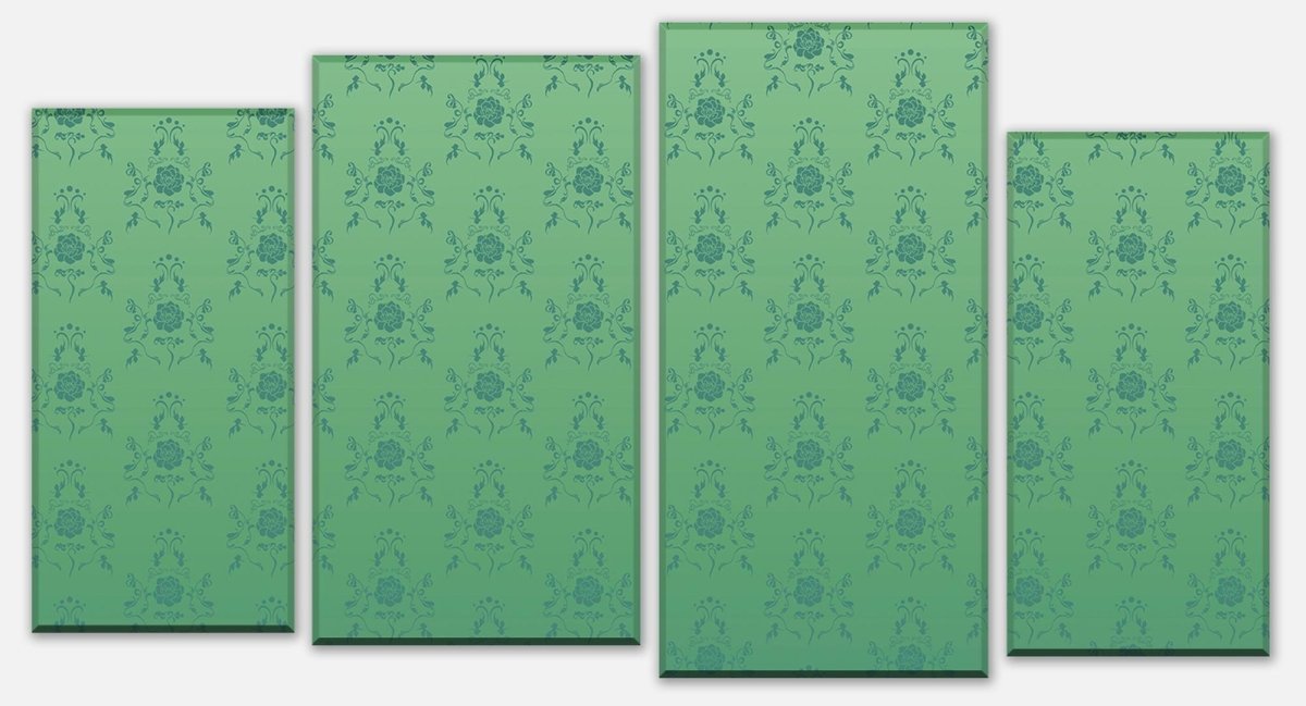 Leinwandbild Mehrteiler Barock Grün Muster M0117 Leinwandbild Mehrteiler Barock Grün Muster M0117