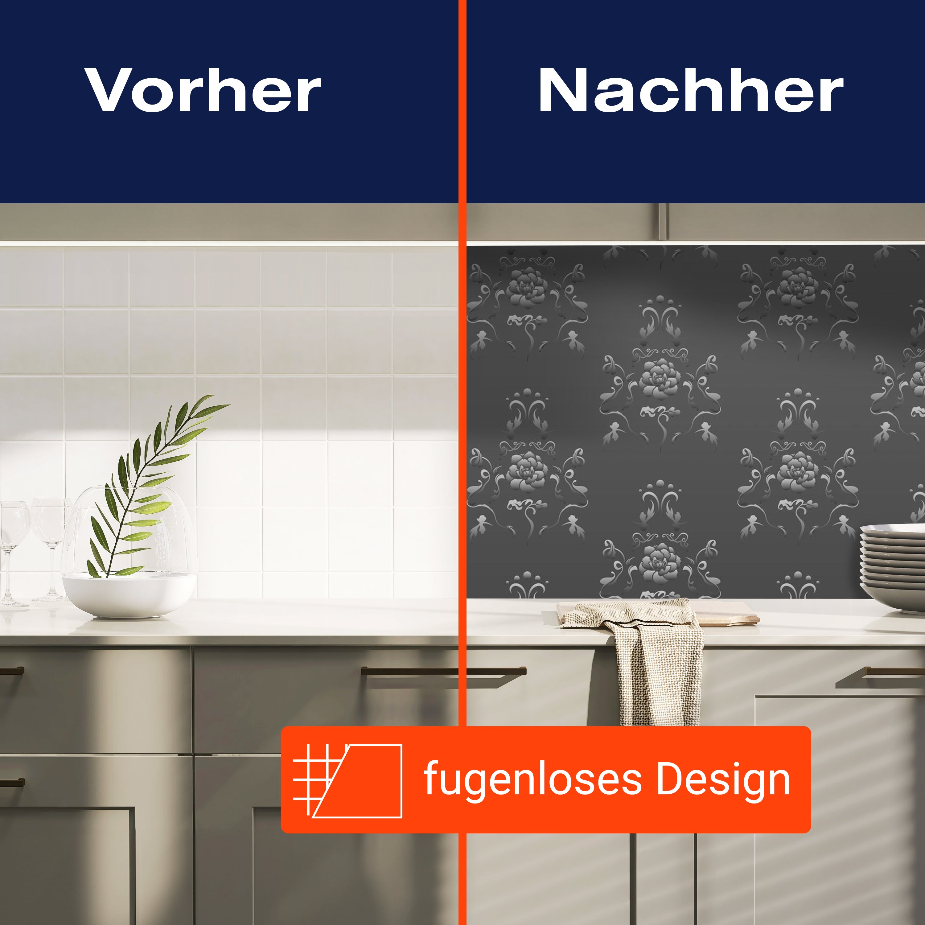 Küchenrückwand Barock Schwarzgrau Muster M0122 entdecken - Bild 9 Küchenrückwand Barock Schwarzgrau Muster M0122 entdecken - Bild 9