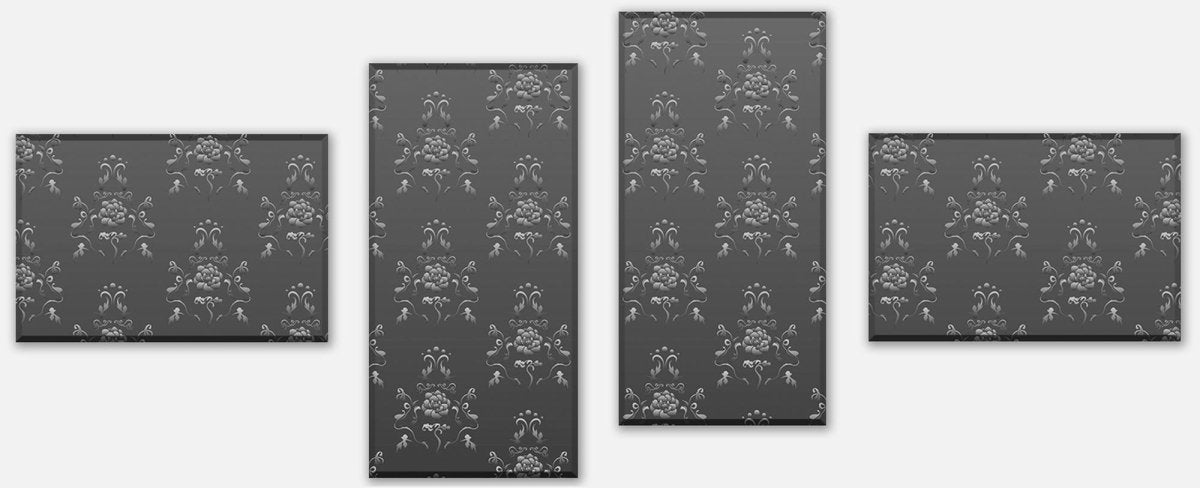 Leinwandbild Mehrteiler Barock Schwarzgrau Muster M0122 Leinwandbild Mehrteiler Barock Schwarzgrau Muster M0122