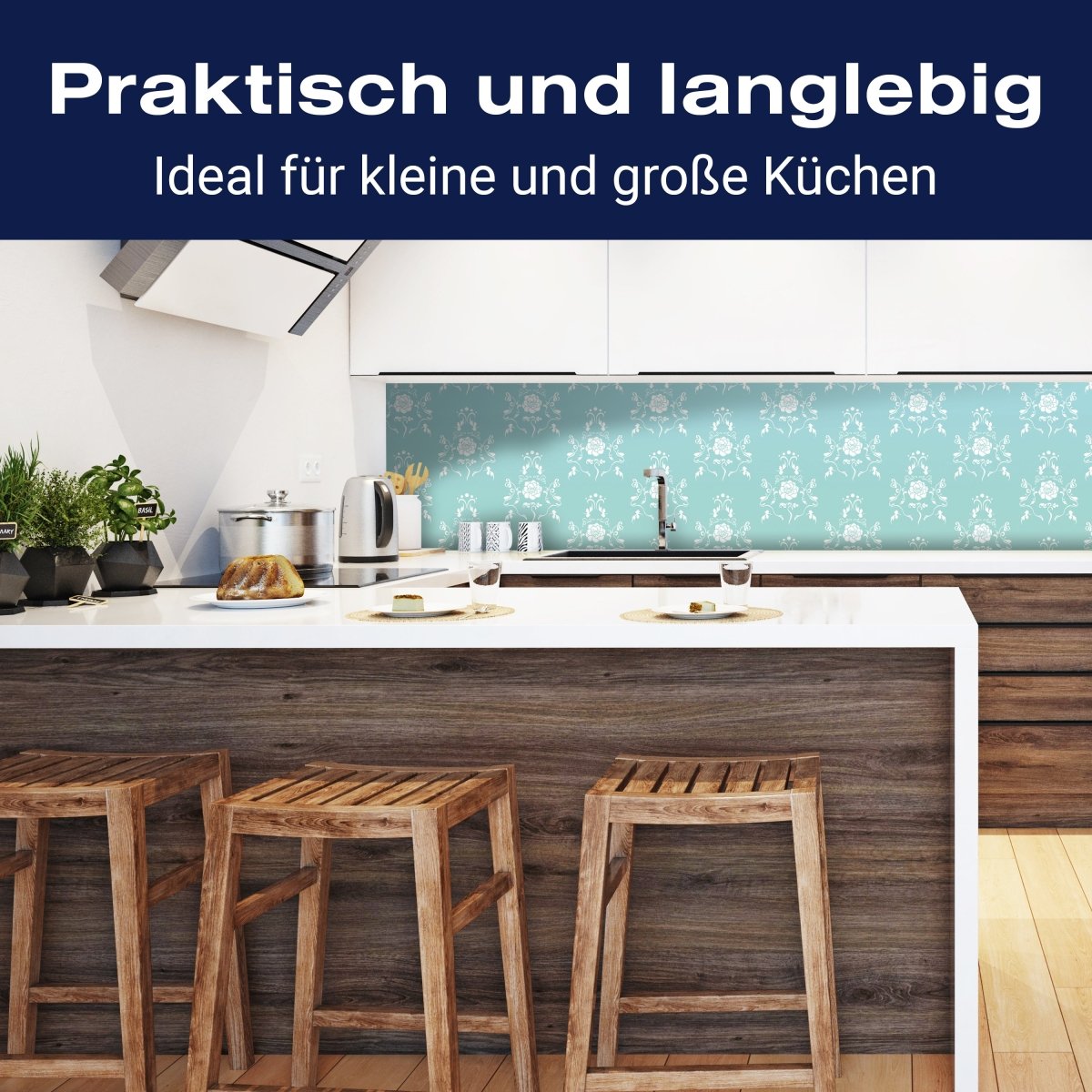 Küchenrückwand Barock Türkis Muster M0124 entdecken - Bild 3 Küchenrückwand Barock Türkis Muster M0124 entdecken - Bild 3