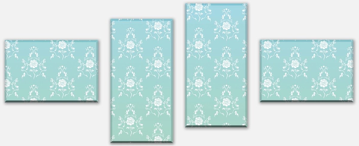 Leinwandbild Mehrteiler Barock Türkis Muster M0124 Leinwandbild Mehrteiler Barock Türkis Muster M0124