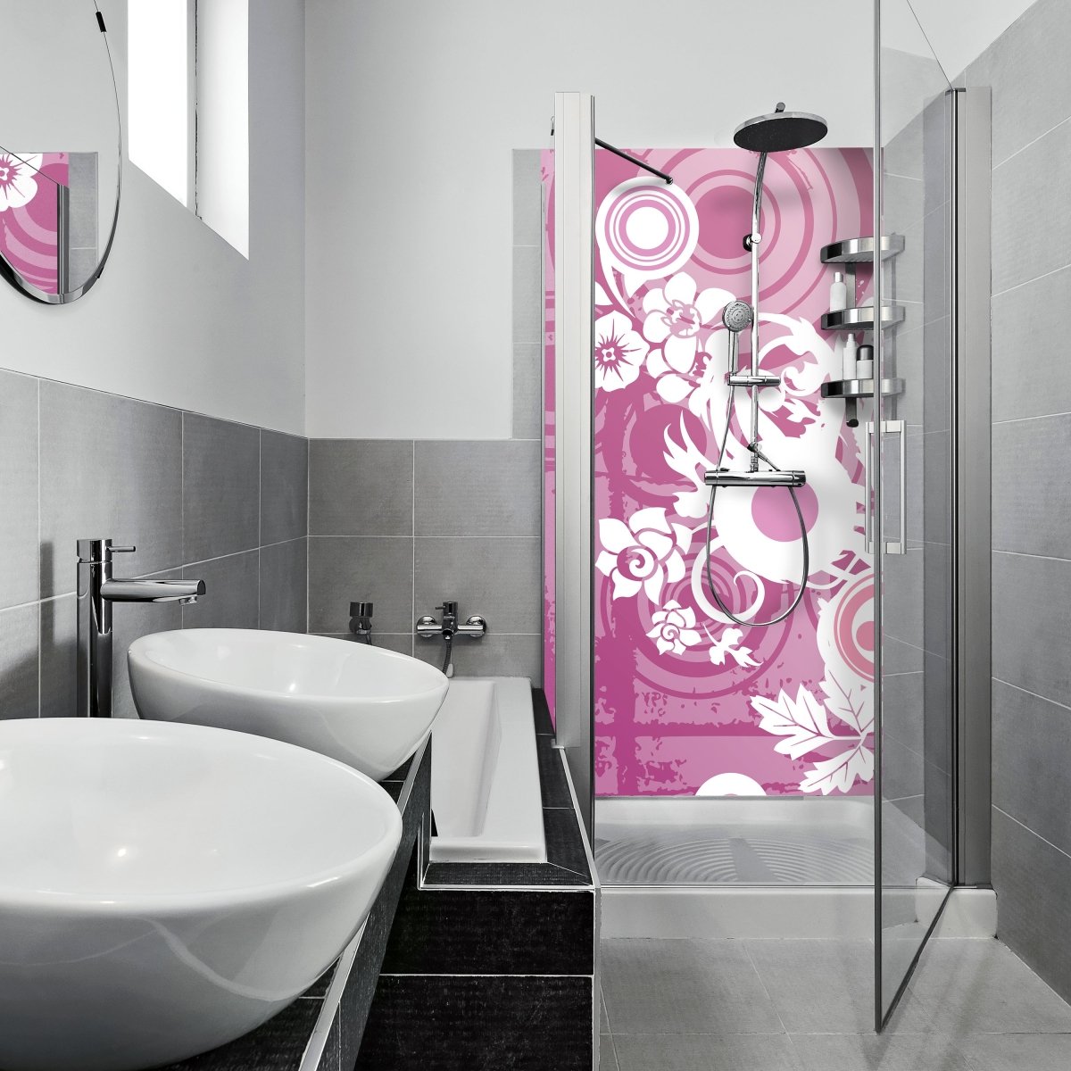 Duschwand Yvonne Blüten M0131 entdecken - Bild 1 Duschwand Yvonne Blüten M0131 entdecken - Bild 1