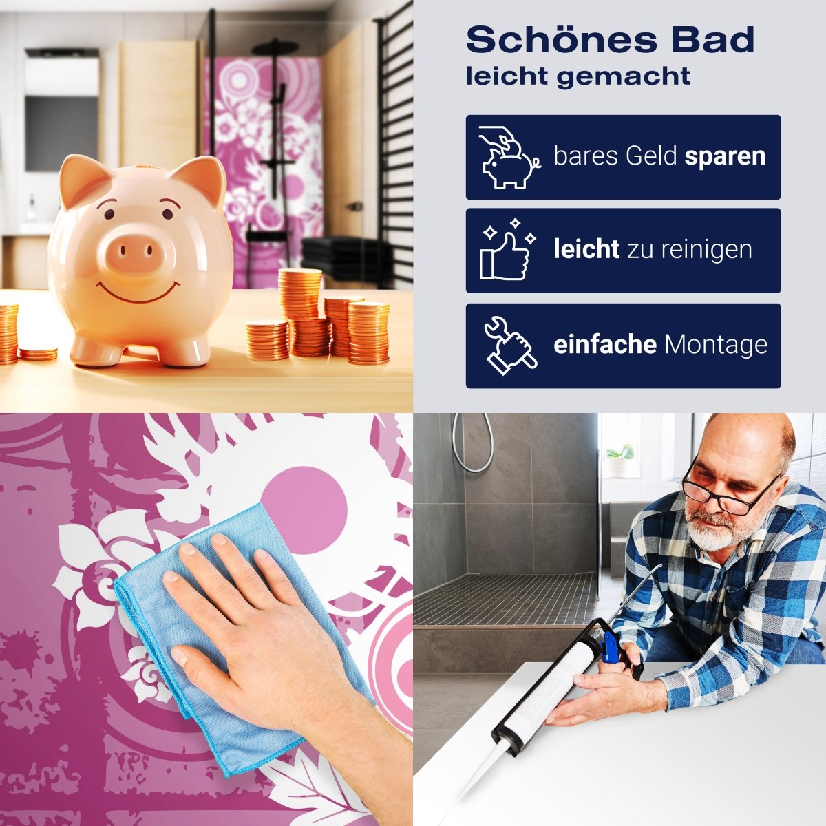 Duschwand Yvonne Blüten M0131 entdecken - Bild 7 Duschwand Yvonne Blüten M0131 entdecken - Bild 7