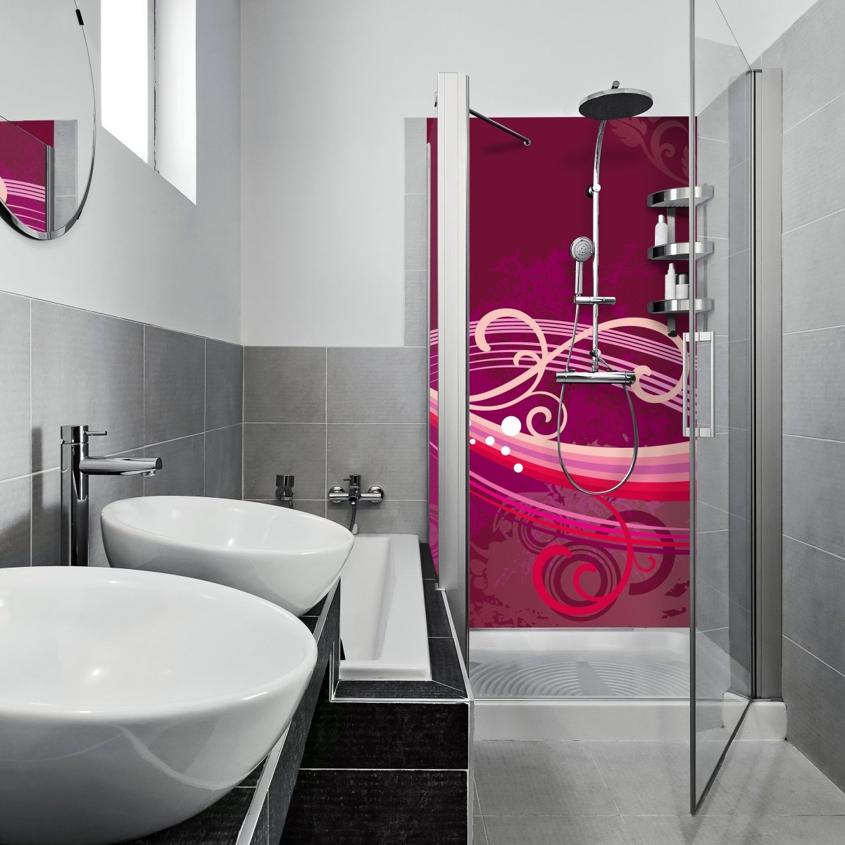 Duschwand Greta Floral M0138 entdecken - Bild 1 Duschwand Greta Floral M0138 entdecken - Bild 1