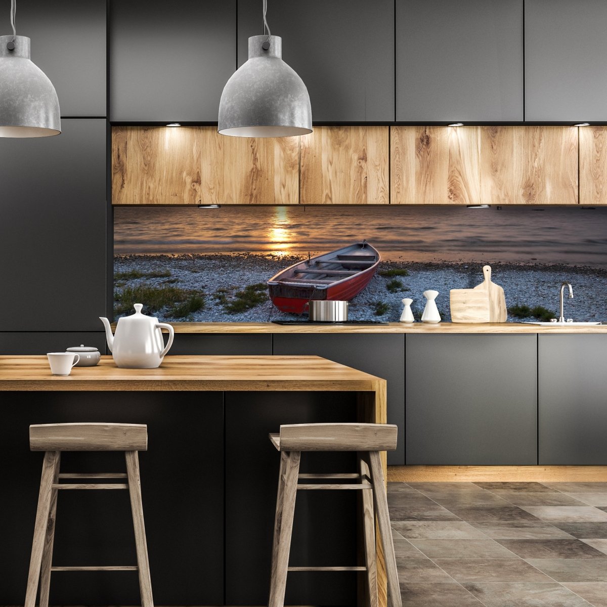 Küchenrückwand Meer mit Boot M0173 entdecken - Bild 1 Küchenrückwand Meer mit Boot M0173 entdecken - Bild 1