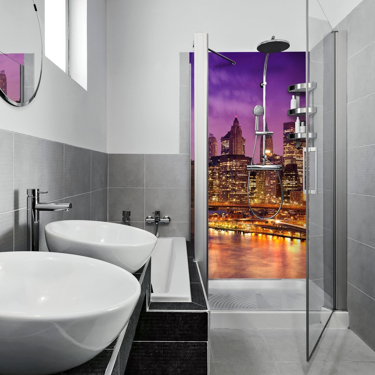 Duschwand New York bei Nacht M0178 entdecken - Bild 1 Duschwand New York bei Nacht M0178 entdecken - Bild 1