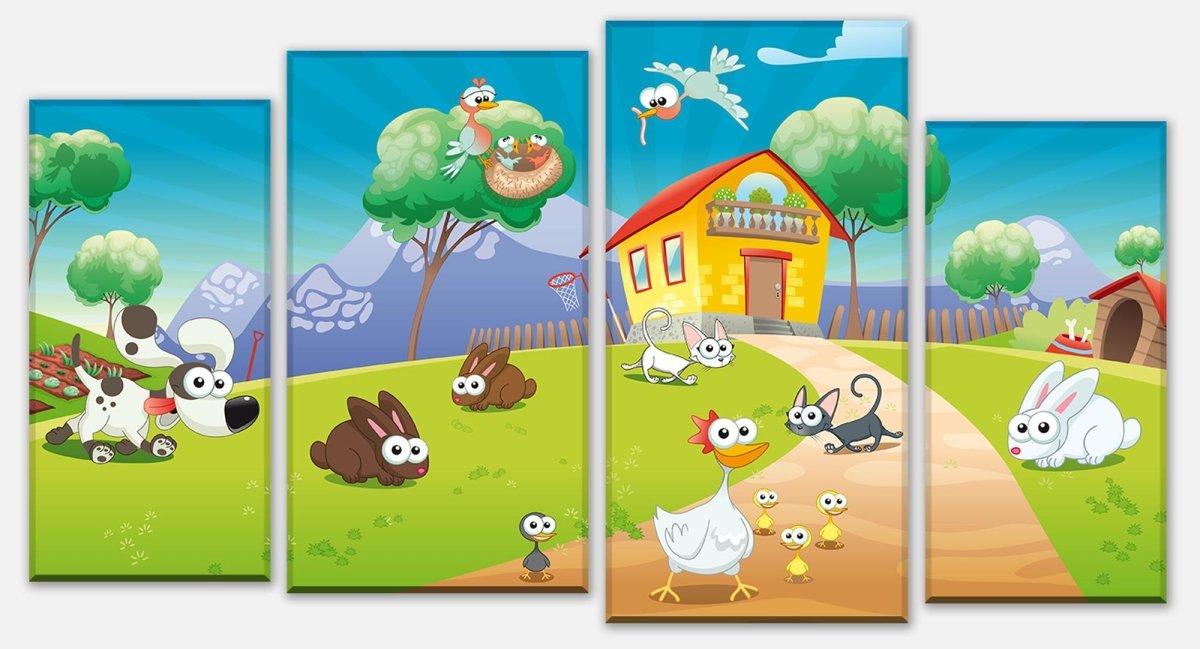Leinwandbild Mehrteiler lustige Haustiere Kinder M0179 Leinwandbild Mehrteiler lustige Haustiere Kinder M0179