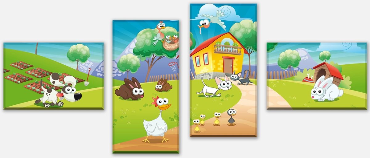 Leinwandbild Mehrteiler lustige Haustiere Kinder M0179 Leinwandbild Mehrteiler lustige Haustiere Kinder M0179