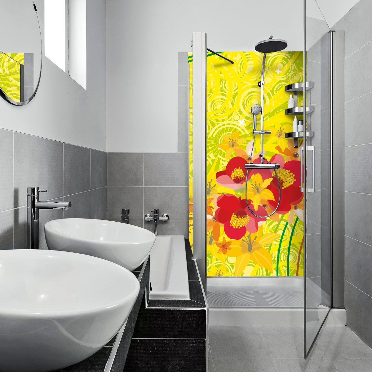 Duschwand Sara Floral M0184 entdecken - Bild 1 Duschwand Sara Floral M0184 entdecken - Bild 1