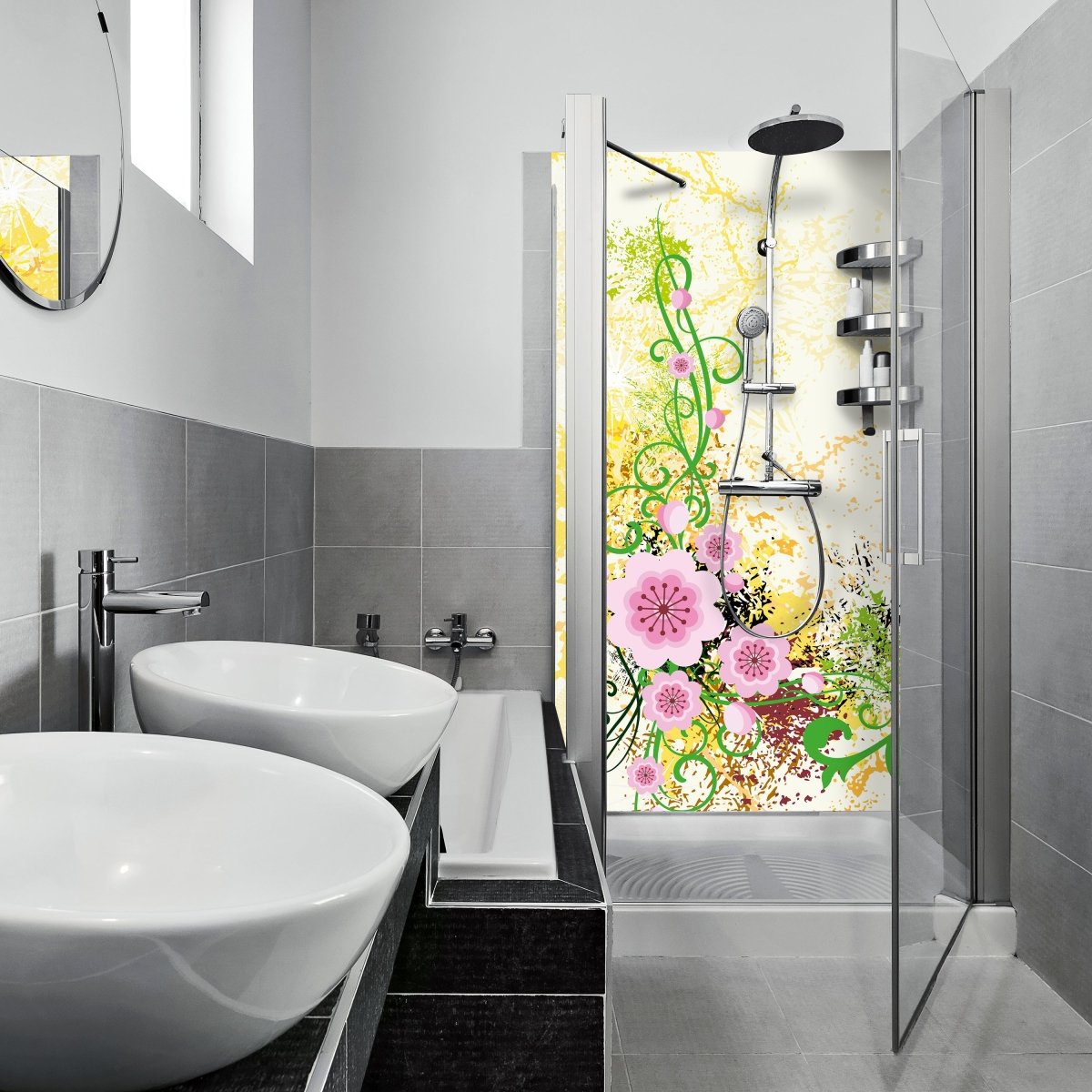 Duschwand Luca Floral M0189 entdecken - Bild 1 Duschwand Luca Floral M0189 entdecken - Bild 1