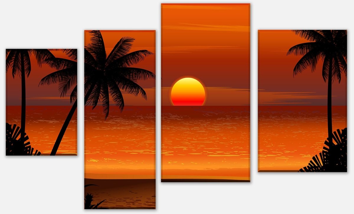 Leinwandbild Mehrteiler Beach Sunset M0195 Leinwandbild Mehrteiler Beach Sunset M0195