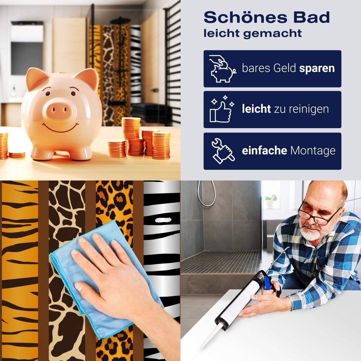 Duschwand Afrika Tiermuster M0198 entdecken - Bild 7 Duschwand Afrika Tiermuster M0198 entdecken - Bild 7