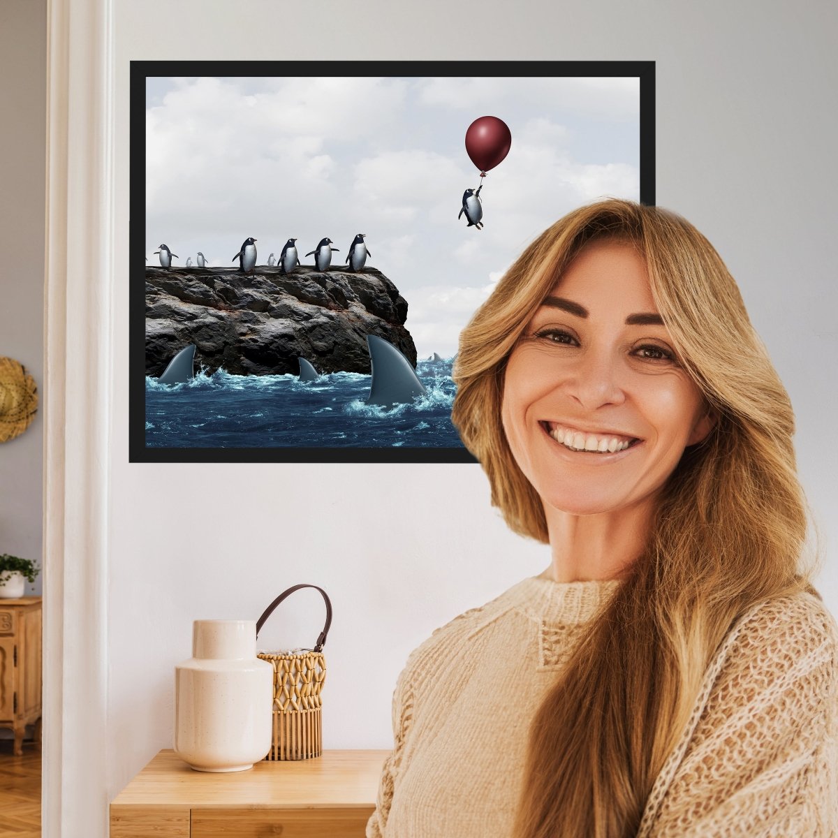 wandmotiv24 Poster, Poster - Pinguin, Hai, Motivation - M0213 - Bild 2 wandmotiv24 Poster, Poster - Pinguin, Hai, Motivation - M0213 - Bild 2