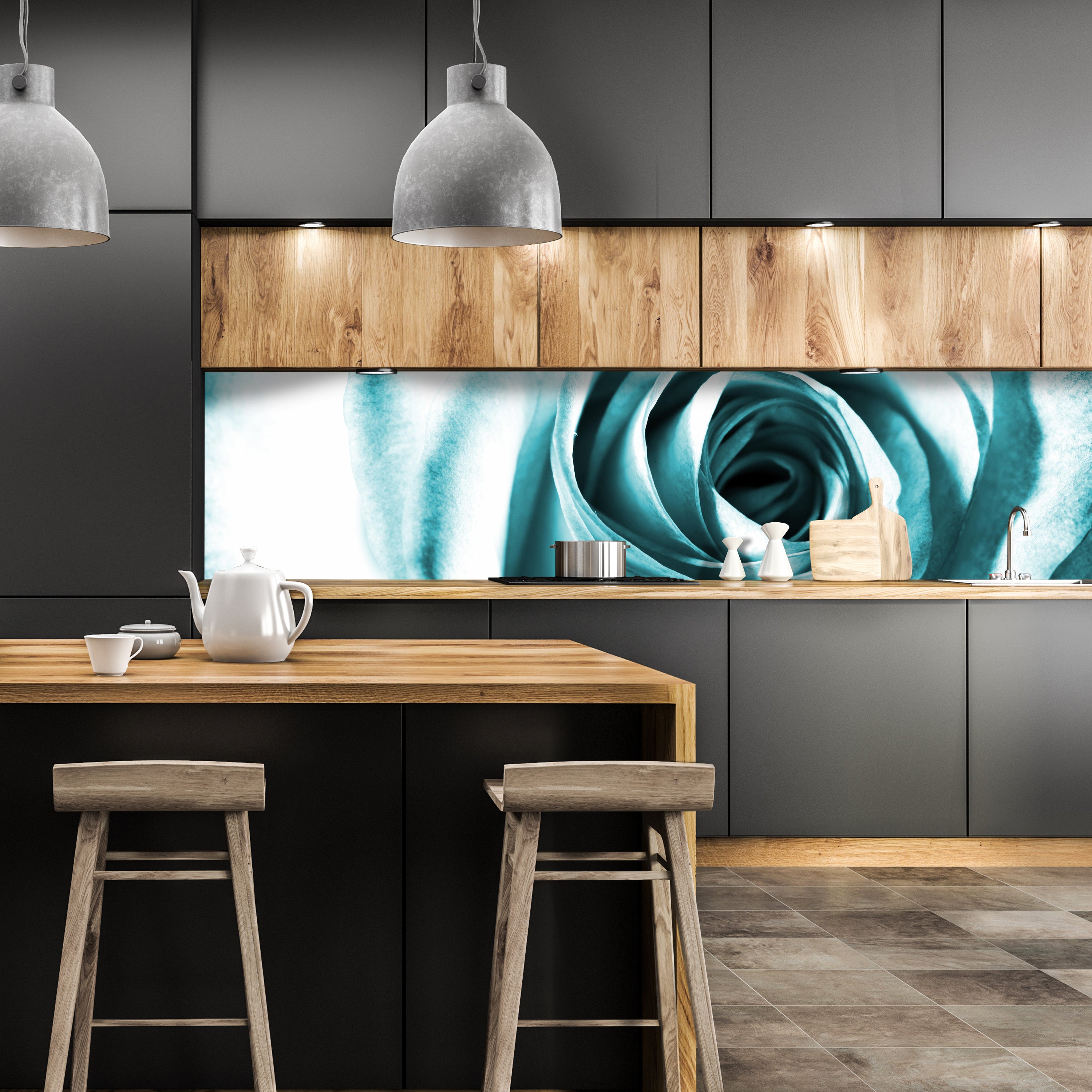 Küchenrückwand Blaue Rose Blüte M0227 entdecken - Bild 1 Küchenrückwand Blaue Rose Blüte M0227 entdecken - Bild 1