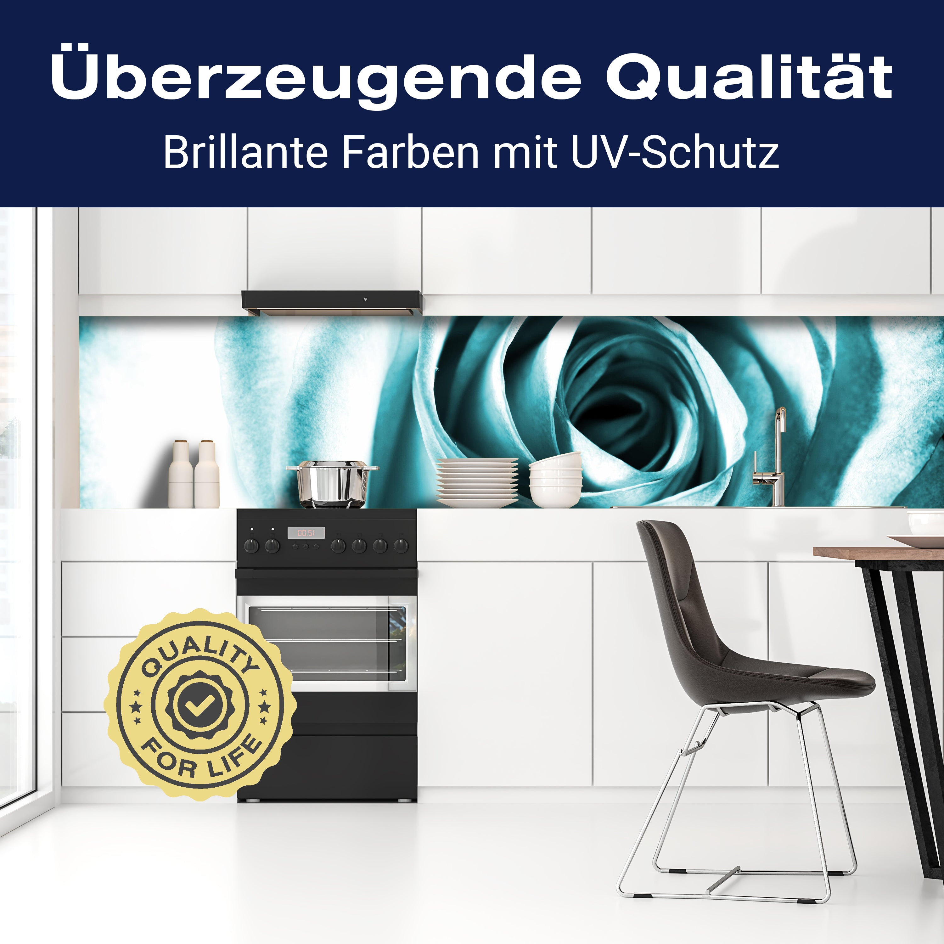 Küchenrückwand Blaue Rose Blüte M0227 entdecken - Bild 2 Küchenrückwand Blaue Rose Blüte M0227 entdecken - Bild 2