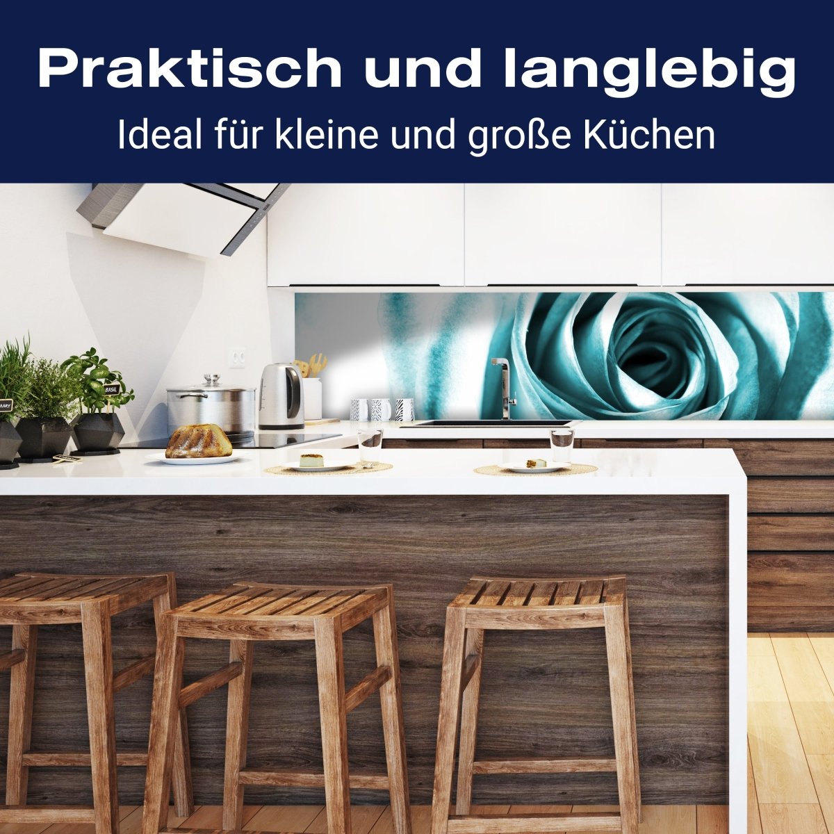 Küchenrückwand Blaue Rose Blüte M0227 entdecken - Bild 3 Küchenrückwand Blaue Rose Blüte M0227 entdecken - Bild 3