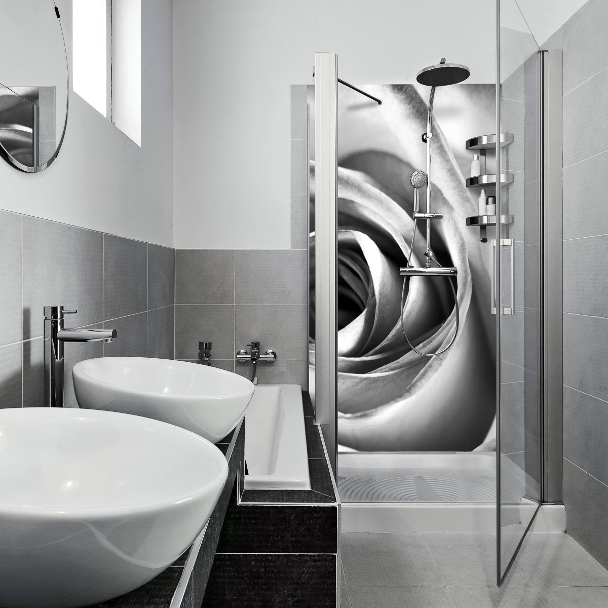 Duschwand weiße Rose Blüte M0233 entdecken - Bild 1 Duschwand weiße Rose Blüte M0233 entdecken - Bild 1