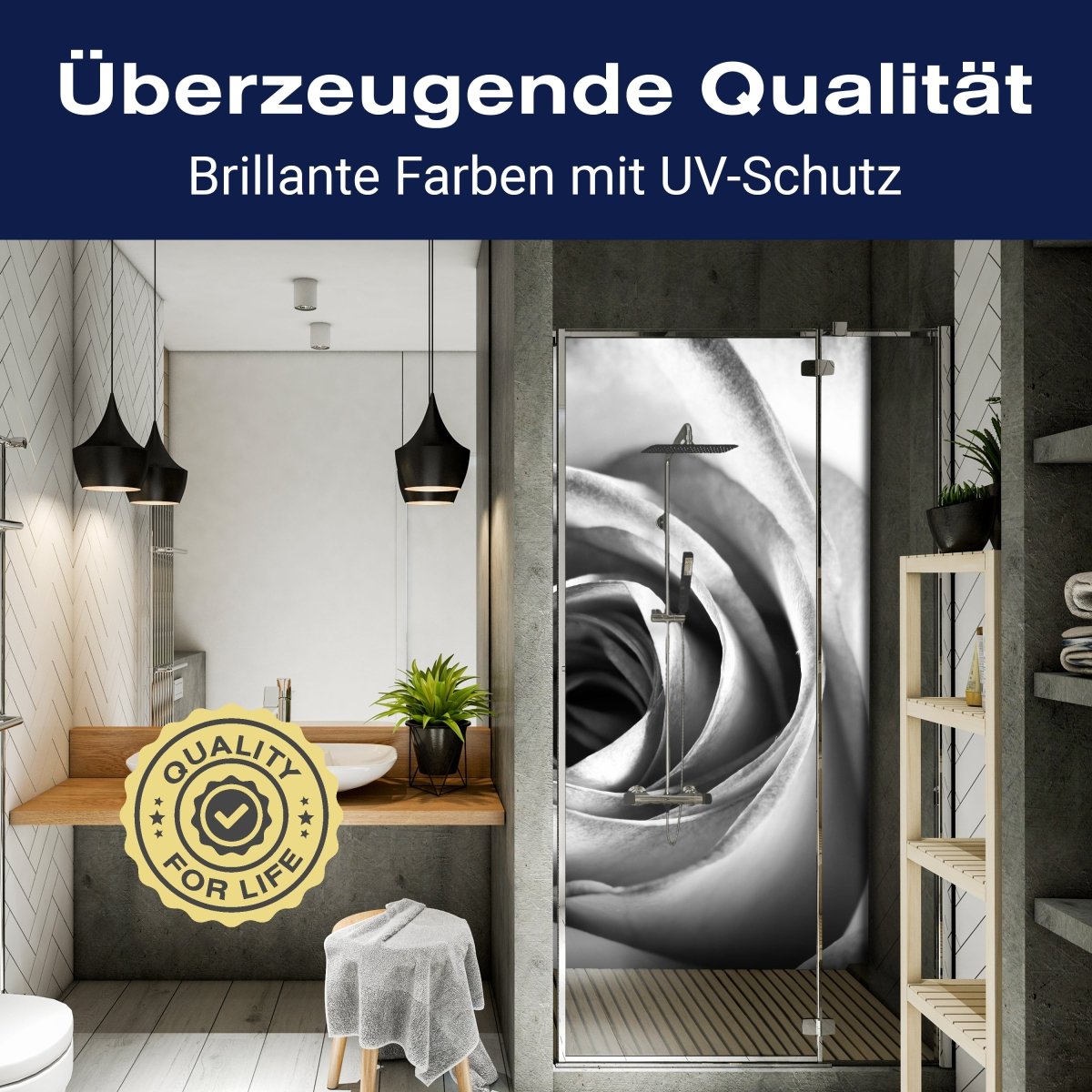 Duschwand weiße Rose Blüte M0233 entdecken - Bild 2 Duschwand weiße Rose Blüte M0233 entdecken - Bild 2