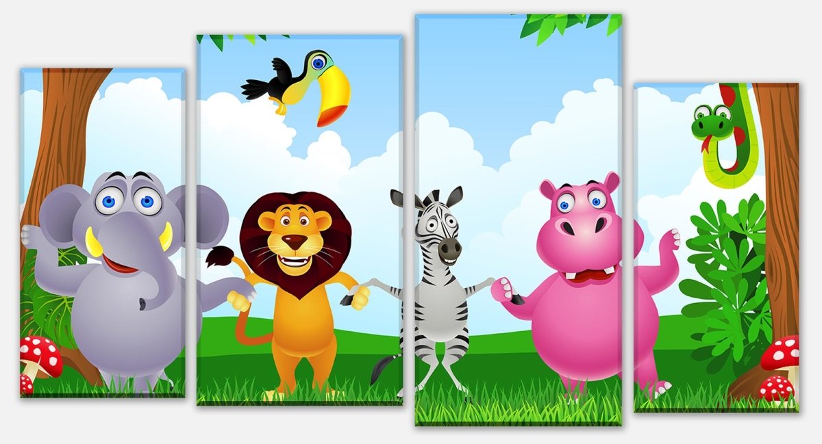Leinwandbild Mehrteiler Tiergruppe Kinder M0241 Leinwandbild Mehrteiler Tiergruppe Kinder M0241