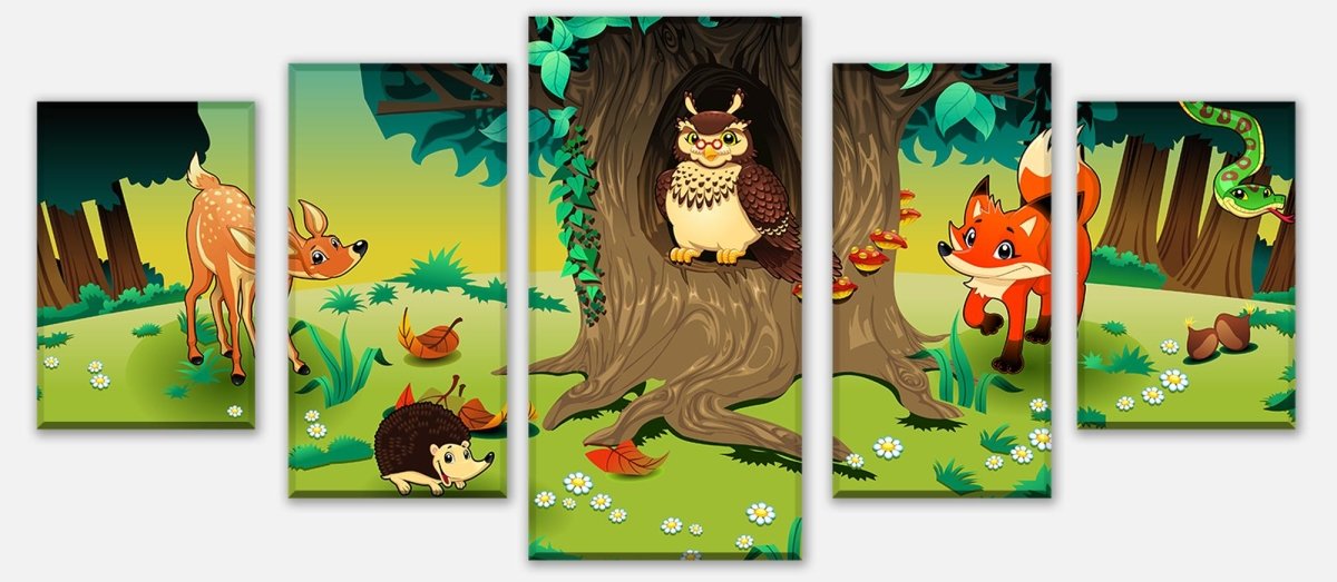 Leinwandbild Mehrteiler Freundliche Waldtiere Kinder M0242 entdecken - Bild 1 Leinwandbild Mehrteiler Freundliche Waldtiere Kinder M0242 entdecken - Bild 1