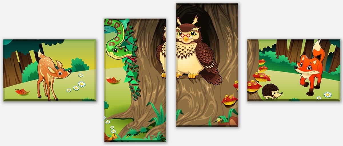 Leinwandbild Mehrteiler Freundliche Waldtiere Kinder M0242 Leinwandbild Mehrteiler Freundliche Waldtiere Kinder M0242