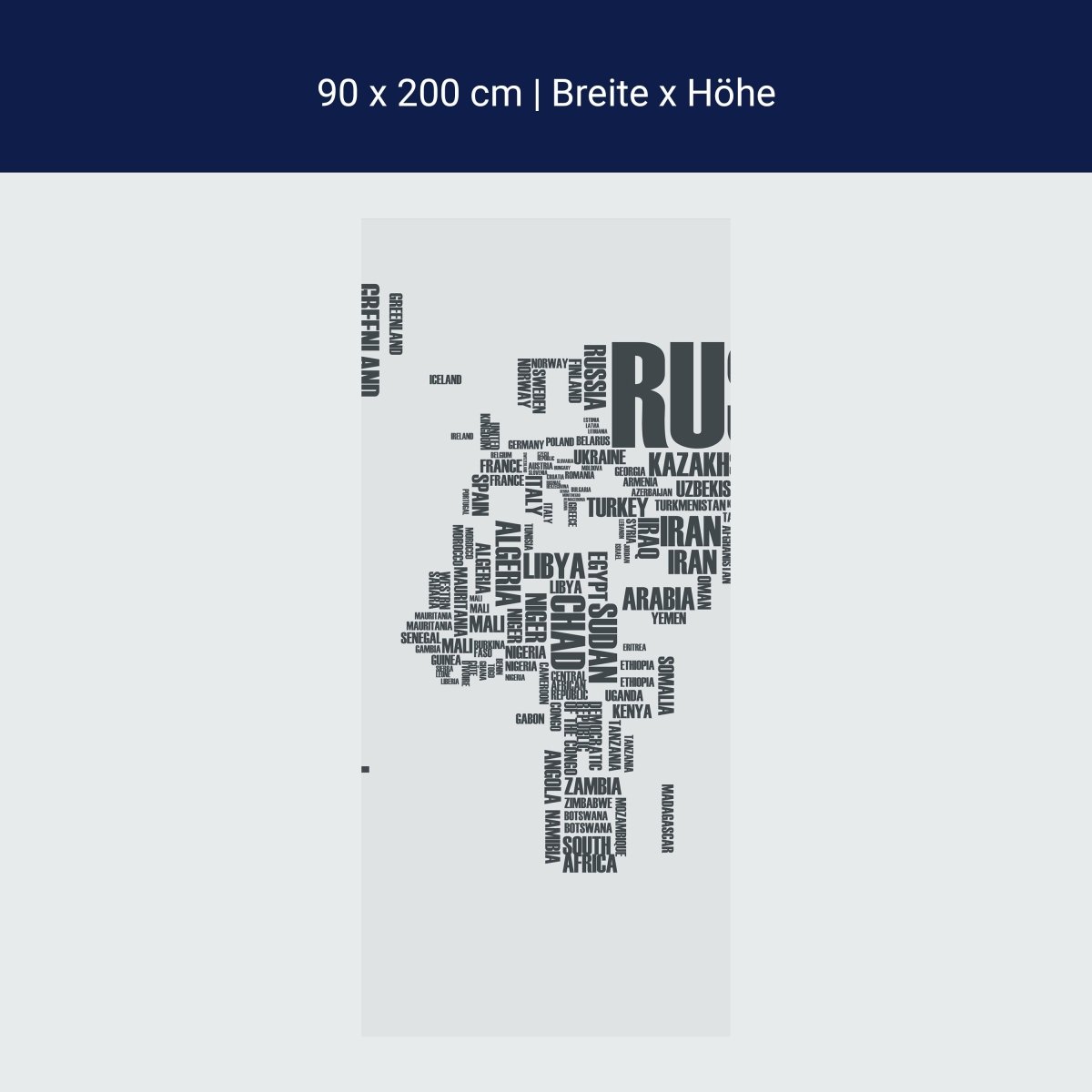 Duschwand Weltkarte Landnamen Erde M0256 Duschwand Weltkarte Landnamen Erde M0256