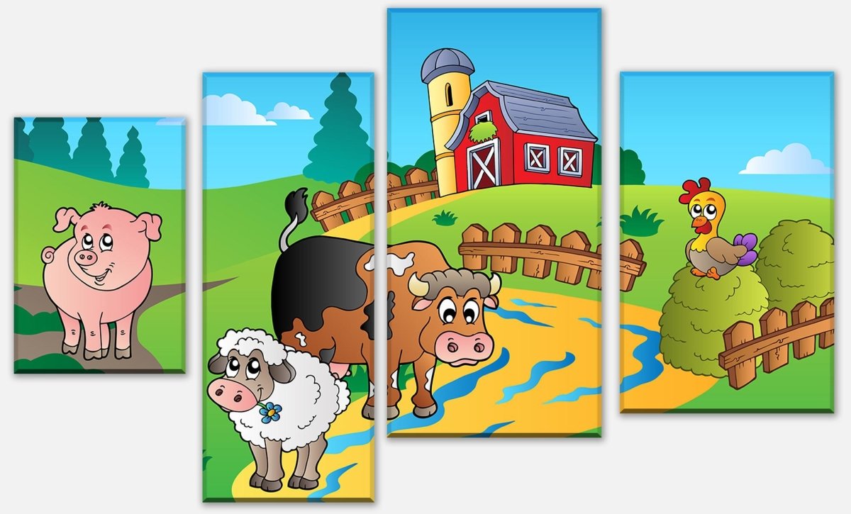 Leinwandbild Mehrteiler Farmtiere Kinder M0257 Leinwandbild Mehrteiler Farmtiere Kinder M0257