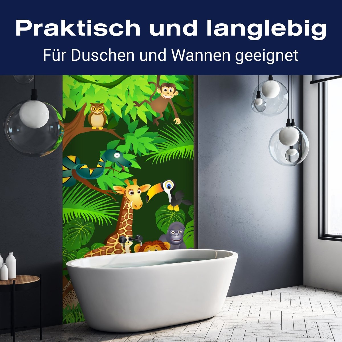 Duschwand Urwaldparty Kinder M0260 entdecken - Bild 3 Duschwand Urwaldparty Kinder M0260 entdecken - Bild 3